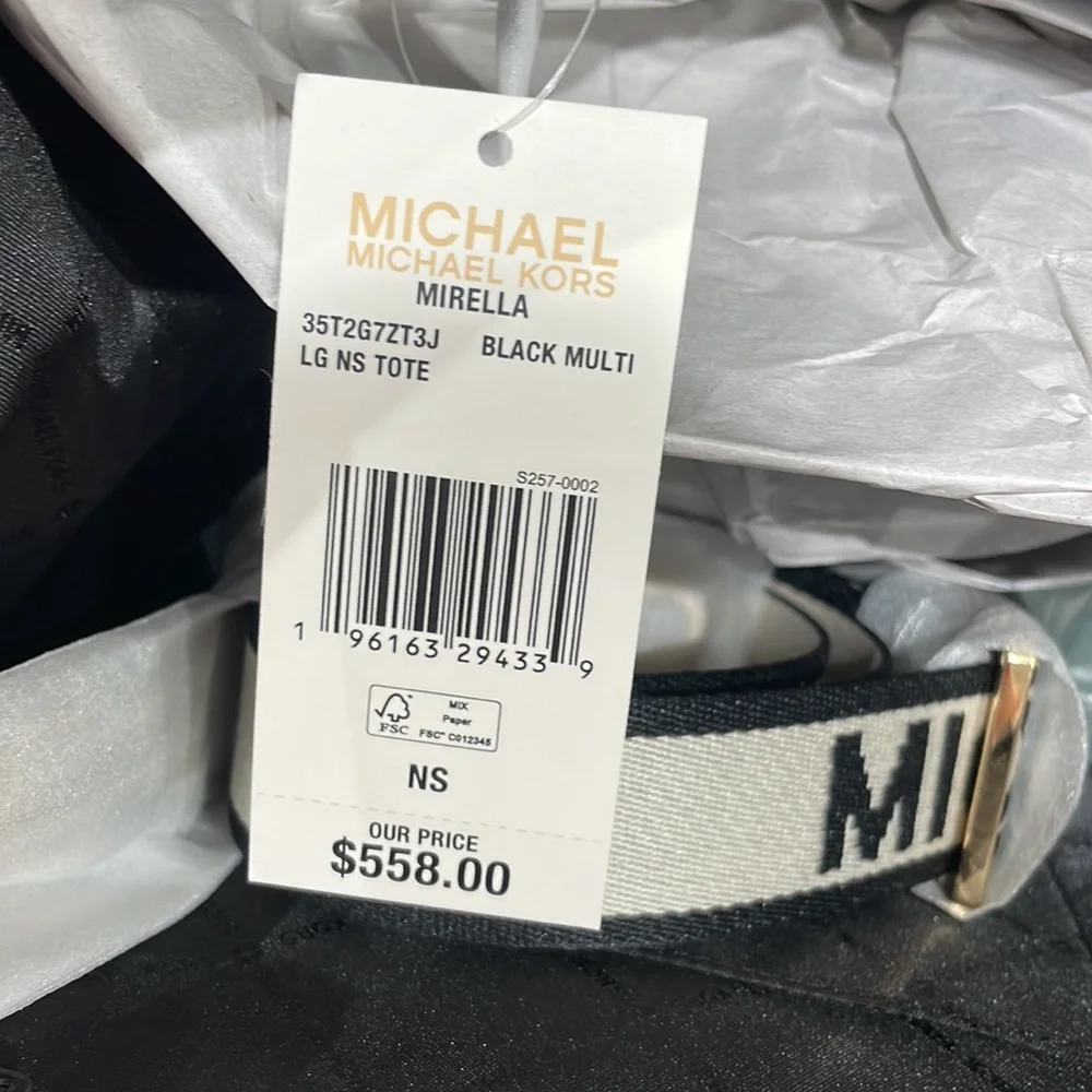 Michael Kors Mirella Large Striped Logo Jacquard Tote Bag